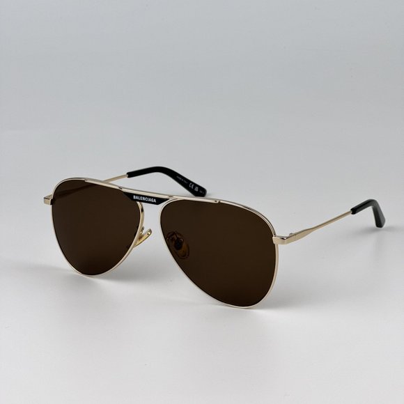 Balenciaga BB0244S 003 Sunglasses Gold Brown Pilot Unisex BB 0244S - Picture 8 of 14